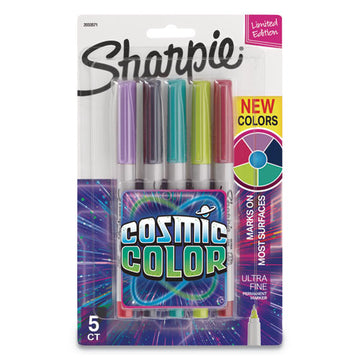Sharpie® Cosmic Color Permanent Markers, Extra-fine Needle Tip, Assorted Cosmic Colors, 5-pack freeshipping - TVN Wholesale